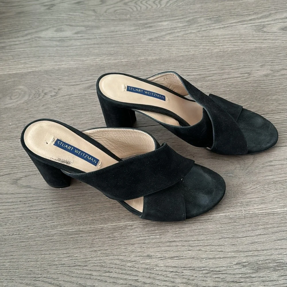 Stuart Weitzman Black Suede Women's Heels - Picture 3 of 5